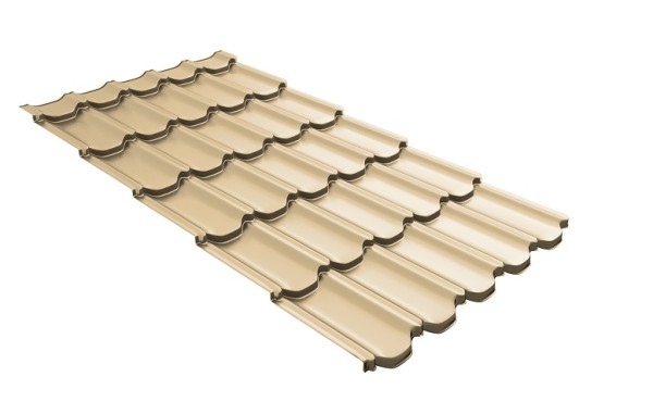 Металлочерепица квинта плюс с 3D резом 0,45 PE RAL 1014 слоновая кость купить в Одинцово