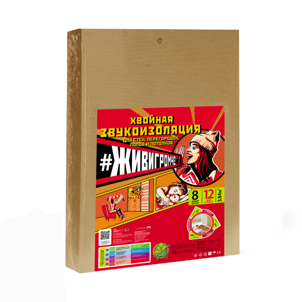 Хвойная звукоизоляция под гипсокартон #ЖИВИГРОМЧЕ! 800х600х12 мм (3,84м2) купить в Одинцово