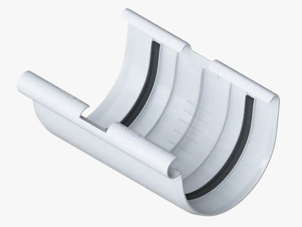 Водосток Альта-Профиль ПВХ – Соединитель желоба (белый) купить в Одинцово