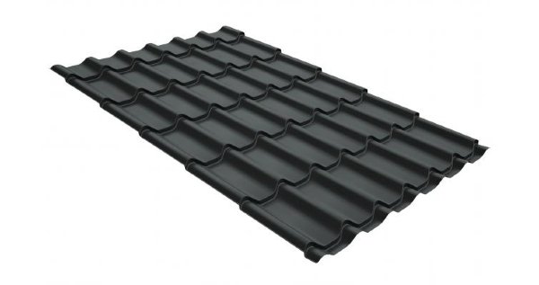 Металлочерепица классик GL 0,5 GreenCoat Pural RR 23 темно-серый (RAL 7024 мокрый асфальт) купить в Одинцово