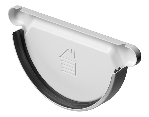 Заглушка желоба D125 Döcke STAL PREMIUM Пломбир, (RAL 9010) купить в Одинцово