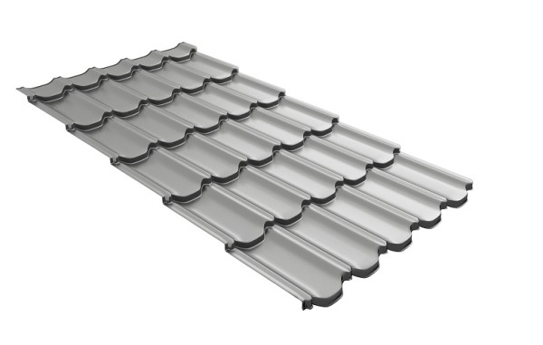 Металлочерепица квинта плюс с 3D резом 0,45 PE RAL 9006 бело-алюминиевый купить в Одинцово