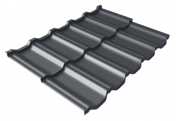 Металлочерепица модульная Квинта Uno Grand Line c 3D резом 0,5 Satin Мatt RAL 7024 мокрый асфальт купить в Одинцово