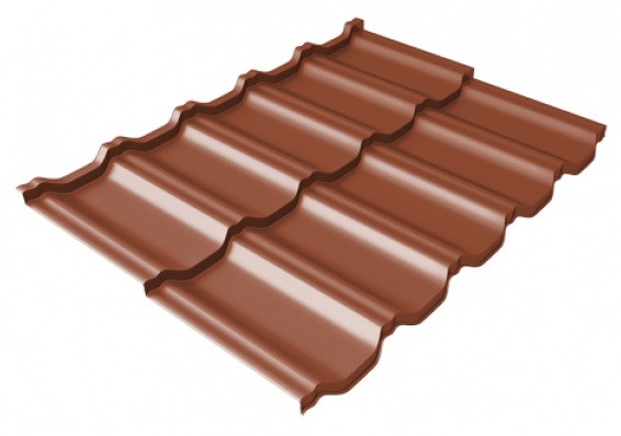 Металлочерепица модульная Квинта Uno Grand Line c 3D резом 0,5 Satin Мatt RAL 8004 терракота купить в Одинцово