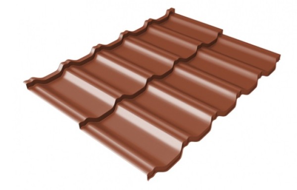 Металлочерепица модульная Квинта Uno Grand Line c 3D резом 0,45 PE RAL 8004 терракота купить в Одинцово