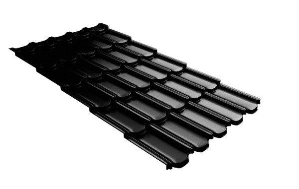 Металлочерепица квинта плюс с 3D резом 0,5 GreenСoat Pural Matt RR 33 черный (RAL 9005 черный) купить в Одинцово