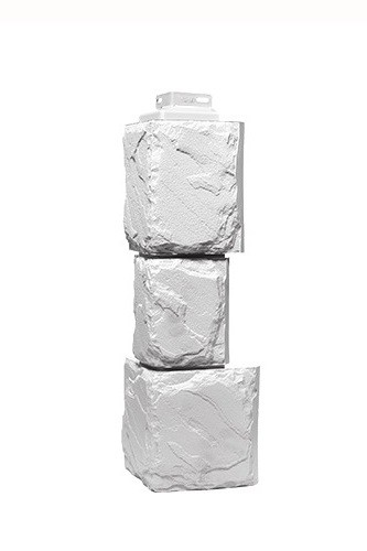 Угол Фасайдинг Серия «Камень крупный»  Мелованный белый купить в Одинцово